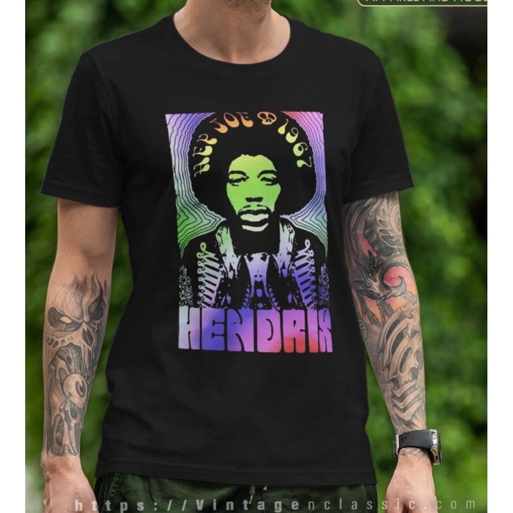 Authentic Hendrix T-Shirt Mens Large Black New Hey Joe 1967 Psychedelic Graphic